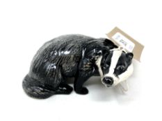 A Beswick china figure : Badger - Female, model 3394, black and white, gloss, height 5 cm.