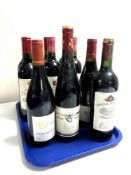 A tray containing ten assorted bottles of wine