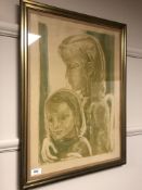 A continental print depicting mother and child,