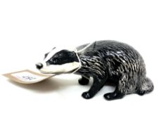 A Beswick china figure : Badger - Male, model 3393, black and white, gloss, height 5 cm.
