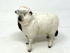 A Beswick china figure : Sheep, model 935, white, gloss, height 9 cm.