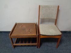 A mid 20th century tile topped coffee table, 56cm by 49cm,