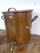 A 19th century copper and brass lidded stock pot, height 36.