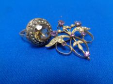 A 9ct gold brooch together with a vintage ring