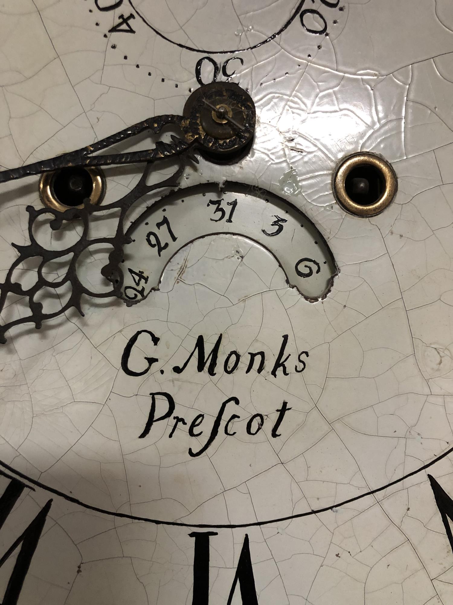 A George III mahogany eight day longcase clock with painted moon phase dial signed George Monks, - Image 16 of 21