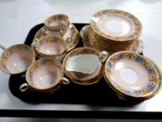 A tray containing thirty nine pieces of Aynsley bone tea china