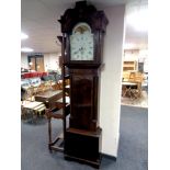 A George III mahogany eight day longcase clock with painted moon phase dial signed George Monks,