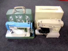 Two cased 20th century sewing machines by Jones and Singer