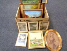 A box of continental pictures and prints,