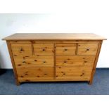 An Ikea pine eight drawer chest