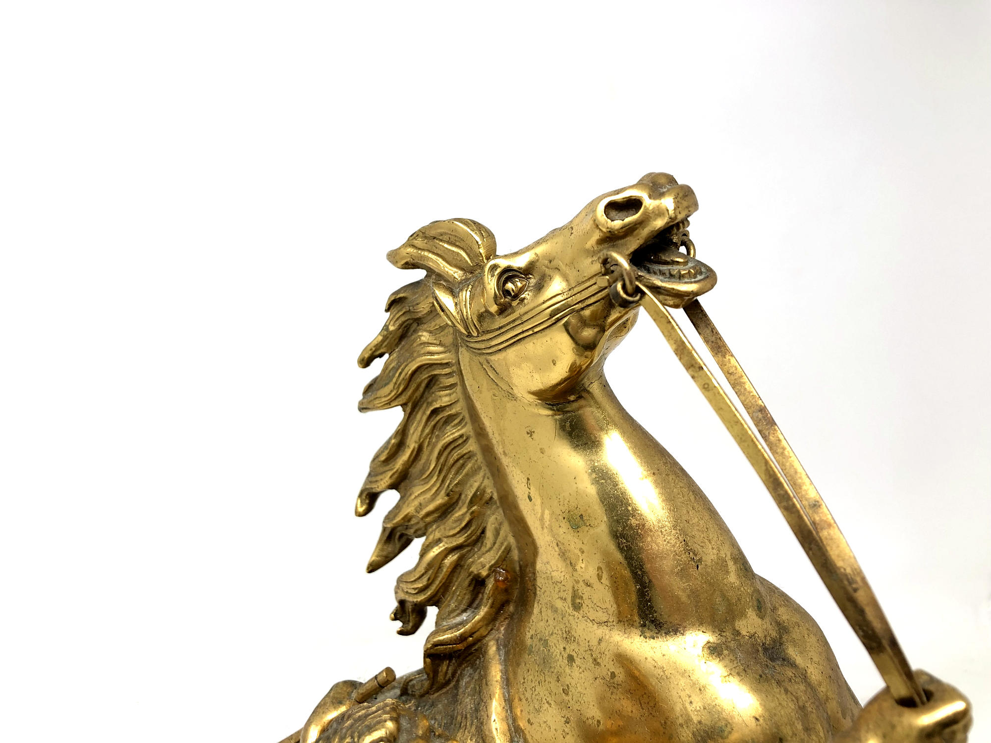 After Guillaume Coustou (1677-1746) : A good quality 20'th Century brass model of a marly horse, - Image 2 of 5