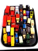 A tray containing die cast vehicles to include Matchbox, Corgi,
