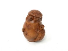 A Chinese carved hardwood netsuke - turtles