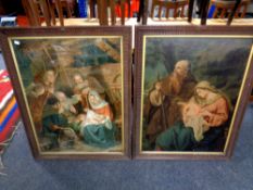 Two antiquarian colour lithographic prints, religious scenes,