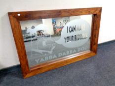 A sheesham wood framed picture mirror,