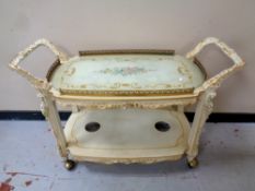 An Italian Silik Baroque style twin-handled drinks trolley,