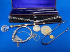 A quantity of costume jewellery, coin,