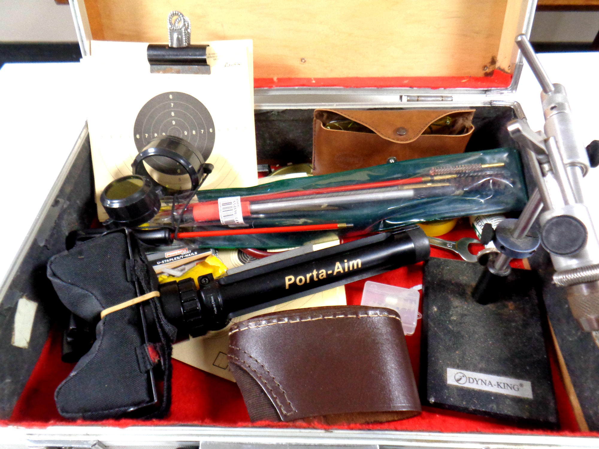 An aluminium case containing shooting equipment to include gun cleaning rods, precision tools, - Image 2 of 2