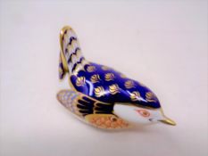 A Royal Crown Derby china wren paperweight with silver stopper