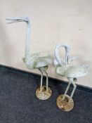 Two wrought metal garden figures of cranes