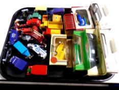 A tray containing boxed and unboxed die cast vehicles to include Eddie Stobbart, Lledo,