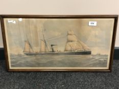 After W T Baldwin : A three masted naval ship, printed by J G Campbell and Co Sunderland,