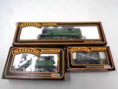 A Mainline Railways 00 gauge scale LNER 9522 locomotive together with a LNER 581 locomotive and a