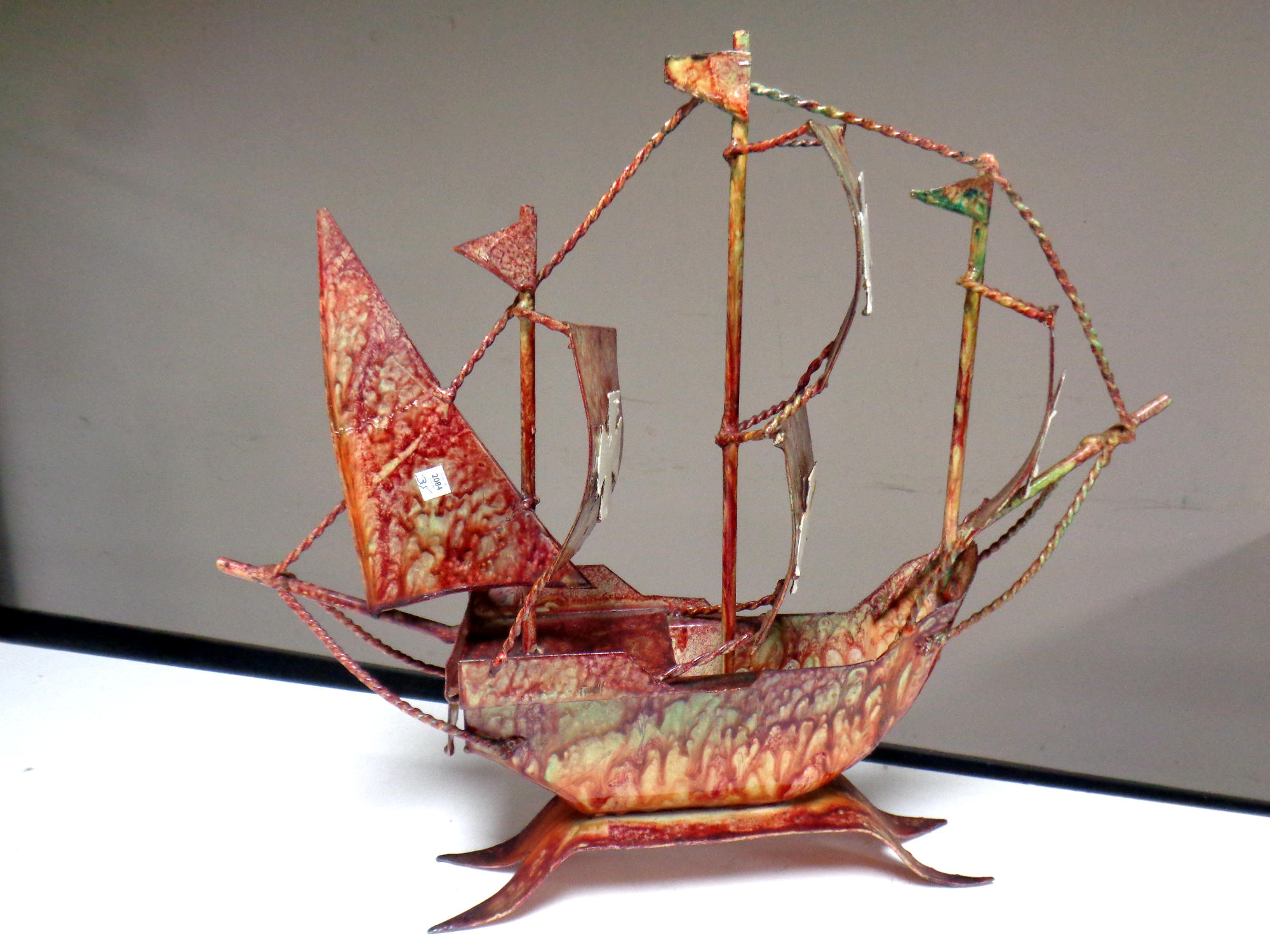 A metal model of a galleon