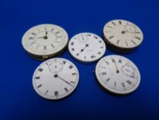 Five vintage pocket watch movements