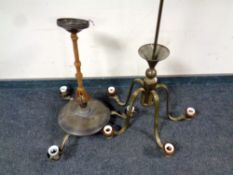 Two 20th century continental brass light fittings