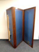 A late 19th century three way folding screen