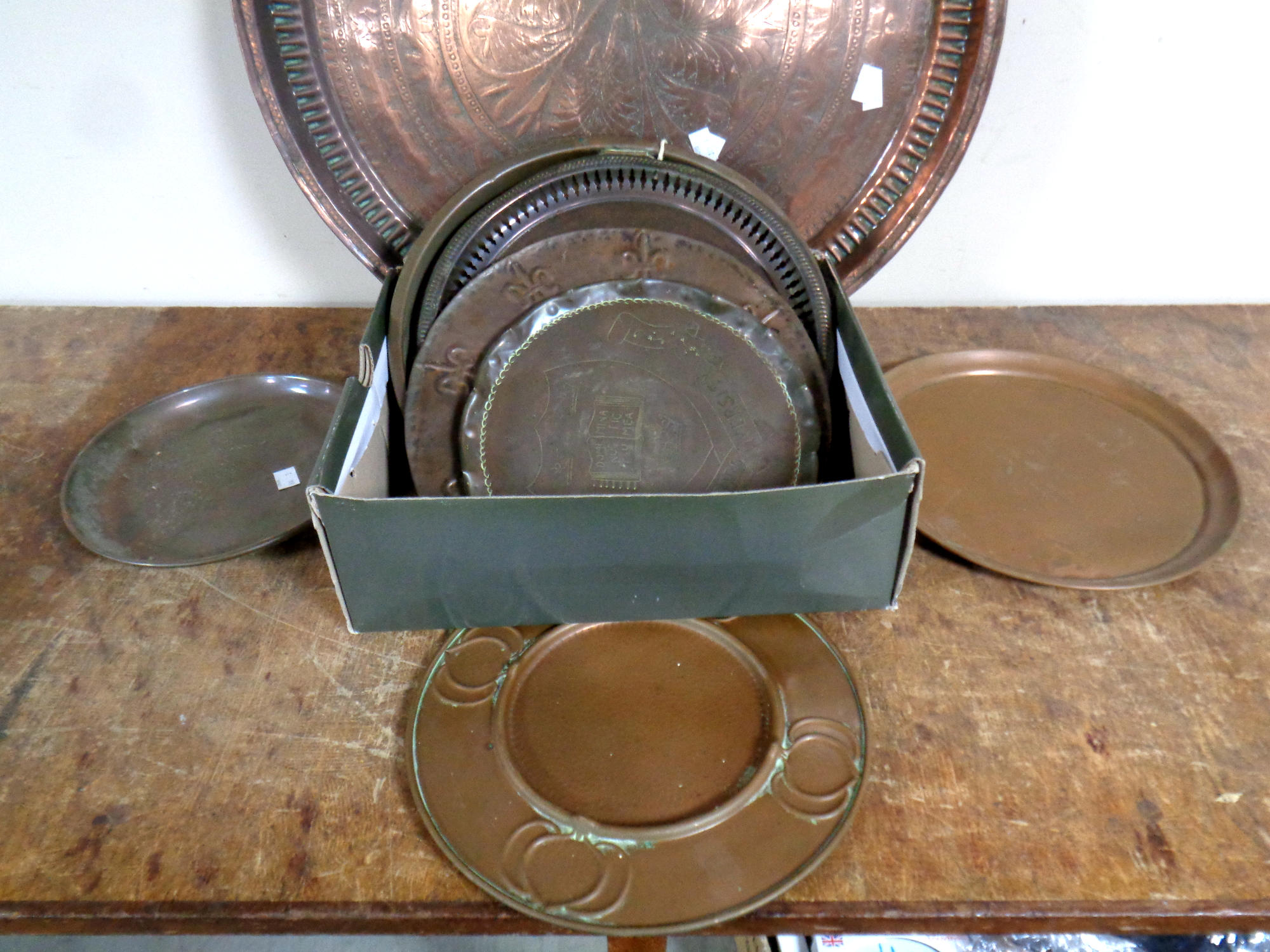 An antique copper Eastern tray, - Image 2 of 2