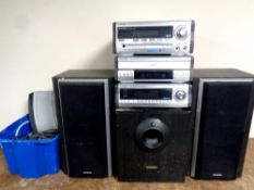 An Aiwa three piece sperate system with surround sound speakers