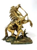 After Guillaume Coustou (1677-1746) : A good quality 20'th Century brass model of a marly horse,