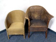 Two 20th century gold loom armchairs