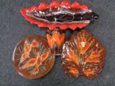Four pieces of 20th century Vallauris pottery to include two cake stands,