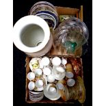 Two boxes containing assorted ceramics to include English and Czechoslovakian tea china,