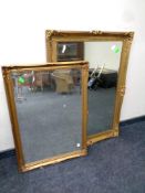 Two gilt framed bevel edged mirrors