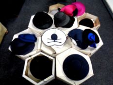 Ten hat boxes containing a quantity of lady's formal hats