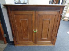 A Georgian oak double door cabinet top,
