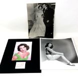 Elizabeth Taylor autograph mounted with colour photo and vintage photos including a 1st print of a