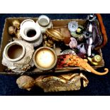 Two boxes containing contemporary ceramics to include eastern ornaments, cherub figures,