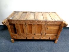 A 19th century carved dowry chest,