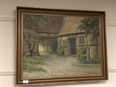 Continental school : A tiled cottage, oil on canvas,