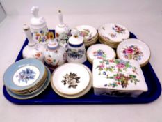 A tray containing Crown Staffordshire Pagoda porcelain trinket box,