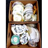 Two boxes containing miscellaneous china to include tea ware by Phoenix China, Duchess etc, tureens,