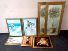 A large quantity of assorted framed prints, portrait studies,