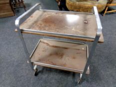 A chrome two tier Art Deco trolley