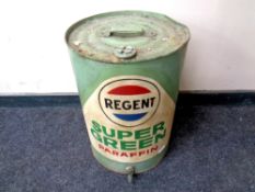 A 20th century over painted Regent Super Green paraffin canister