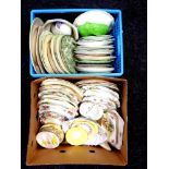 Two boxes containing miscellaneous ceramics to include Carlton ware dish, tea ware, meat plates,